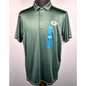 Green Bay Packers Polo Shirt Men Large Green Knit NFL Football Antigua New
